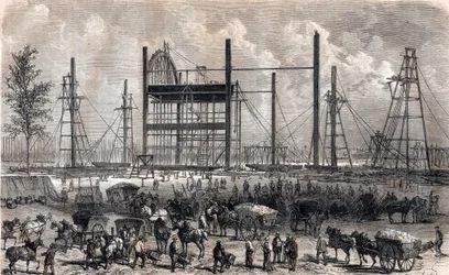 Arbeiten auf dem Marsfeld in Paris Ende April 1866 - Gravur von 1867