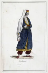 Junge Kalmouk-Frau (mongolisches Volk aus Südsibirien) - in „Die verschiedenen Völker der Erde“ von Fr. Jouhanneaud, Librairie des Bons Livres, Limoges