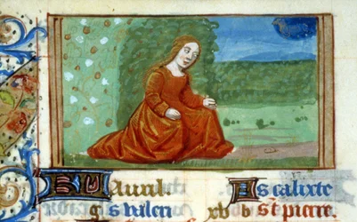 Junge Frau in einem Garten und Sternzeichen Stier - Miniatur