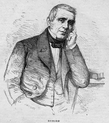 Porträt von Eugène Scribe. Französischer Dramatiker (1791 bis 1861). Gravur von 1892