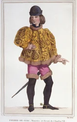 Porträt von Pierre de Giac, Favorit von Karl VII., Minister und Superintendent der Finanzen, Gravur von 1830