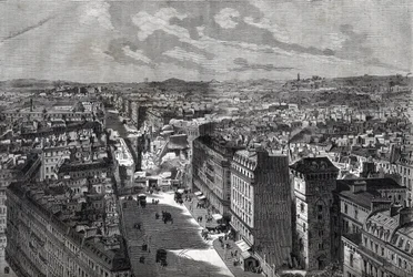 Die großen Werke von Haussmann - Transformationen von Paris unter dem Zweiten Kaiserreich, Paris Haussmannien (Boulevard, Haussmannsche Arbeiten) - Gravur in „Le journal illustré“ vom 1