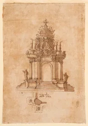 Zeichnung, Katafalk, ca. 1631