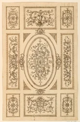 Zeichnung, Deckendesign, ca. 1750
