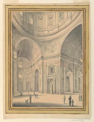 Zeichnung, Kircheninnenraum, ca. 1770