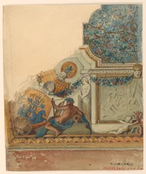 Zeichnung, Eckdetail der Decke, Hôtel de Cluny, Paris, ca. 1885