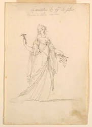 Zeichnung, Kostümentwurf: Musik für ein Ballett, ca. 1720