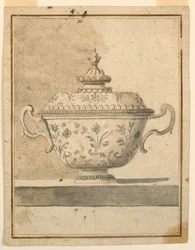 Zeichnung, Bedeckte Keramikschale, 1750–90