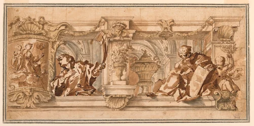 Zeichnung, Entwurf für ein Deckenfries, ca. 1680