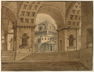 Bühnenbild, Blick auf die Stadt vom Palast, frühes 19. Jh.