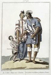 Eine Cauillote und ein Indianer bringen einen Chamizo zur Welt - Gravur