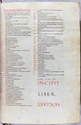 Eine Seite aus der Bibel des 11. Jahrhunderts mit dem Incipit des Buches Levitikus