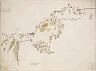 Eine Skizze des Flusses Tejo von der Bar von Alcacova bis Coffin