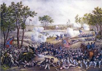 Amerikanischer Sezessionskrieg (1861 - 1865): Schlacht von Cold Harbor, Virginia 31. Mai - 1. Juni 1864. Gravur des 19. Jahrhunderts