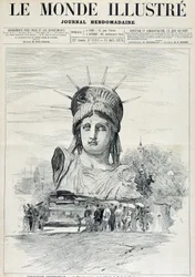 Auf der Weltausstellung 1878: der Kopf der Freiheitsstatue von Herrn Bartholdi, bestimmt für den Hafen von New York - in „Die illustrierte Welt“ vom 13.07.1878
