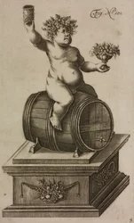 Bacchus auf Fass, Mannequin zum Feuerwerksabschuss, aus Grand Art d