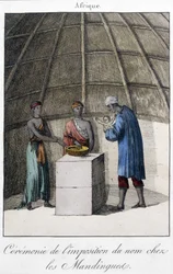 Taufe bei den Mandingues (Mali?) in Afrika - Stich