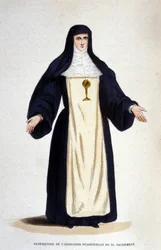 Benediktinerin der ewigen Anbetung des Allerheiligsten Sakraments, ein Orden, der 1654 von Catherine de Bar in Paris gegründet wurde.