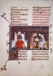 Blanche de Castille, Königin von Frankreich (1188-1252), leitet die Erziehung ihres Sohnes Ludwig IX. (1214-1270)