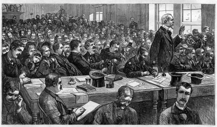 Charles Julius Guiteau (1841-1882), Mörder des US-Präsidenten James Abram Garfield (1831-1881), während des Prozesses im Jahr 1881, Vereinigte Staaten.