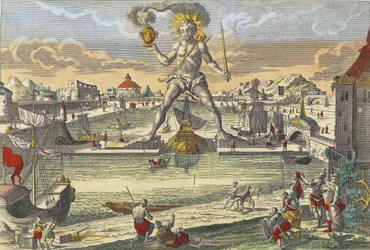 Koloss von Rhodos - „Der Koloss von Rhodos“ (Colosso di Rodi) - Gravur 18. Jahrhundert