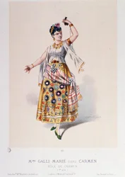 Kostüm von Marie Galli in Carmen, Oper von Georges Bizet