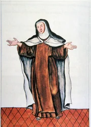 Alltagsleben und Bräuche in Peru: „Karmelitin“ Aquarell aus dem Buch „Trujillo del Peru“ von Baltasar Martinez Companon y Bajanda, Bischof von Trujillo (1782-1785). 18. Jahrhundert Madrid. Biblioteca del Palacio Real