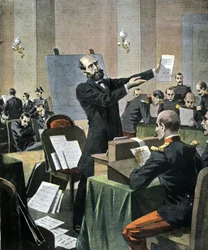 Dreyfus-Affäre. Graphologie-Experte Alphonse Bertillon sagt im Prozess von Rennes aus