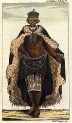 Weibliches Mitglied des südafrikanischen Stammes der Hottentotten, Gravur von 1820