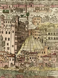 Ferrara: Stadtansicht (Detail eines anonymen Holzschnitts)