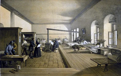 Florence Nightingale (1820 - 1910) im Scutari-Krankenhaus in der Türkei um 1855
