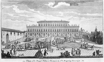 Florenz: Ansicht des Pitti-Palastes Mitte des 18. Jahrhunderts