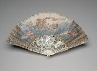 Faltfächer mit "Der Sonnenuntergang," nach François Boucher, nach 1753