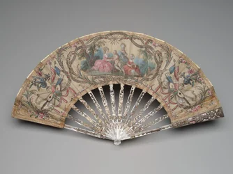 Faltfächer mit einer Flirtszene und musikalischen Trophäen, ca. 1770er-80er