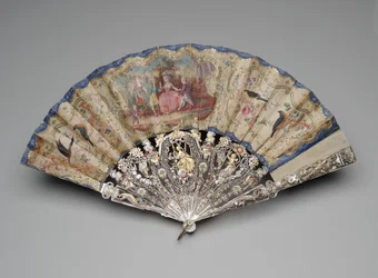 Faltfächer mit einer Flirtszene, ca. 1770-80