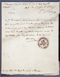 Französische Revolution: handgeschriebener Brief vom 26/02/1793 von einem gewissen Merlin über die Eroberung der Stadt Breda in Holland am 24. Februar durch General Dumouriez. Departementalarchive von Nord Lille