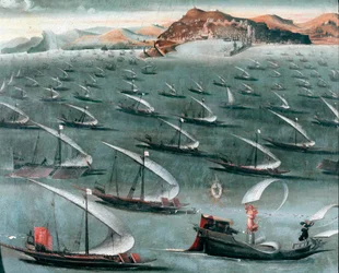 Französische Flotte vor der Stadt Genua