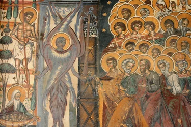 Fresko in der Kirche des Koutloumousiou-Klosters, Berg Athos, Griechenland