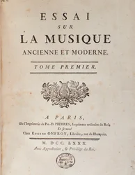 Frontispiz von „Essay sur la musique ancienne et moderne“ von Jean Benjamin de Laborde (Jean-Benjamin de La Borde) (1734-1794) 1780 Bologna, civico museo musicale