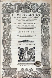Frontispiz von „Il vero modo di diminuir“ Abhandlung über Ornamentation von Girolamo Dalla Casa