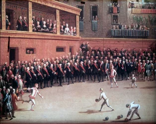 Ballspiel mit dem Arm - Gemälde vom Beginn des 18. Jahrhunderts. Anonym. Neapel, Nationalmuseum San Martino.