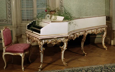 Cembalo des österreichischen Komponisten Wolfgang Amadeus Mozart (1756-1791) 18. Jahrhundert Prag, Mozart-Museum