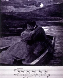 Illustration für den schönen blauen Donau von Johann Strauss (1825-1899), österreichischer Dirigent und Komponist