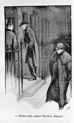 Illustration des Buches Sherlock Holmes. Ende des 19. Jahrhunderts