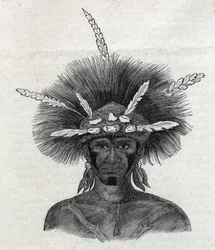 Ureinwohner von Neuguinea: „Schwarzer“ von Doreh. Gravur in „L