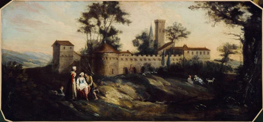 Landschaft mit befestigter Burg. Zwischen 1701 und 1800