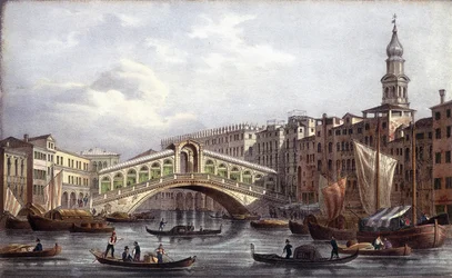Die Rialtobrücke - in "Album der Hauptansichten von Venedig", illustriert von Marco Moro, Ed. Gio Brizeghel, ca. 1840