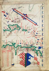 Kleine Antillen und Karibisches Meer, um 1550-60 (Pergament)