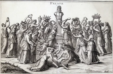 Opfergaben von Frauen an den Gott Priapos, den asiatischen Gott der Fruchtbarkeit, der nach Griechenland kam. Kultstätte von Lampsaque