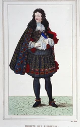 Philipp II., Herzog von Orléans, Chartres, Valois, Nemours und Montpensier (1674-1723). Regent von Frankreich von 1715 bis 1723. Gravur von 1830.